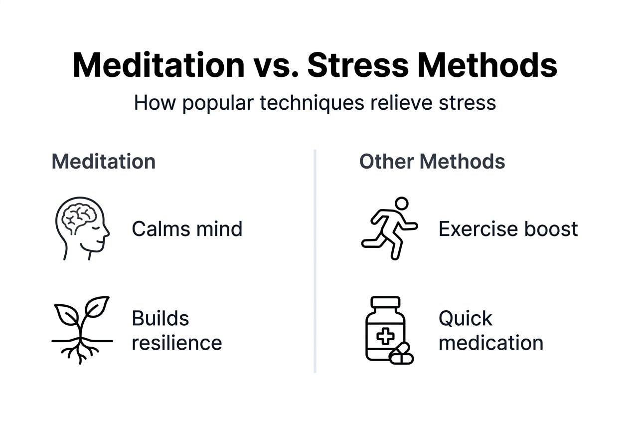 Infographic comparing meditation and other stress relief methods