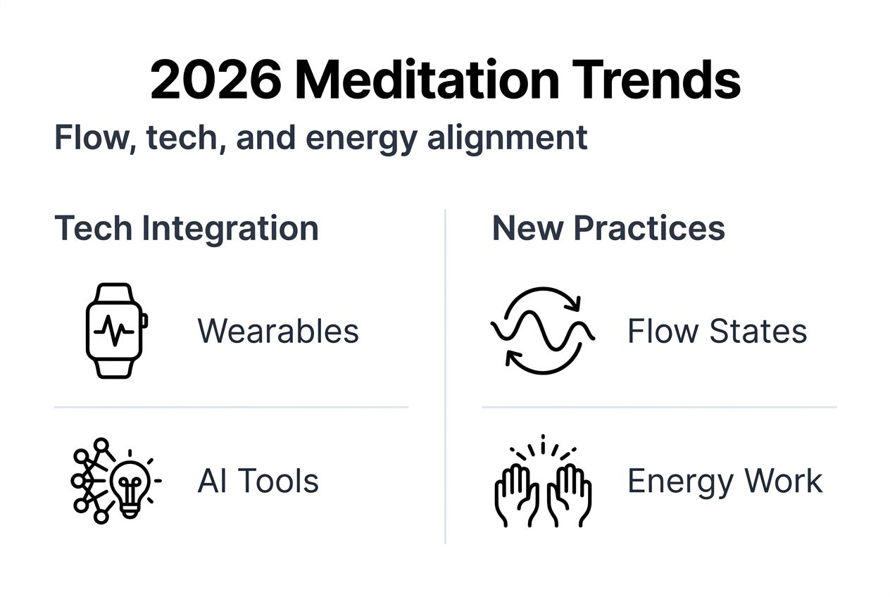 Infographic summarizing 2026 meditation trends