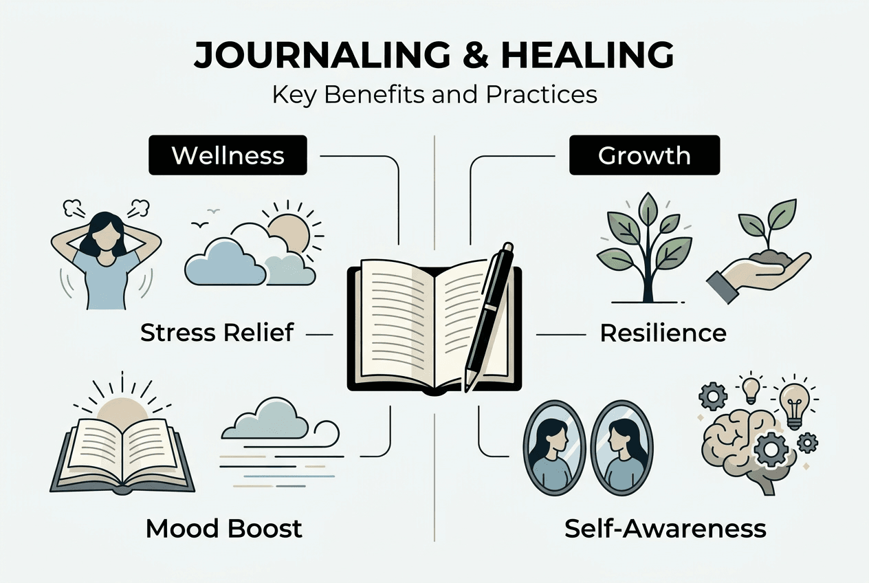 Infographic of journaling benefits and practices