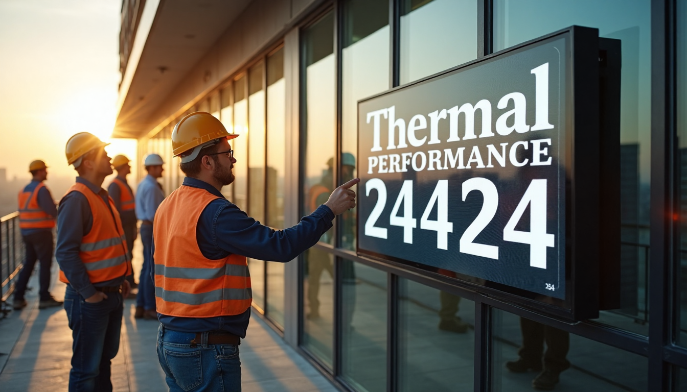 Engineers fitting solar glass panels with energy dashboard visible