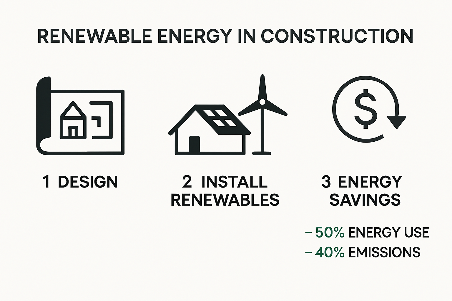 Infographic on integrating renewable energy in construction