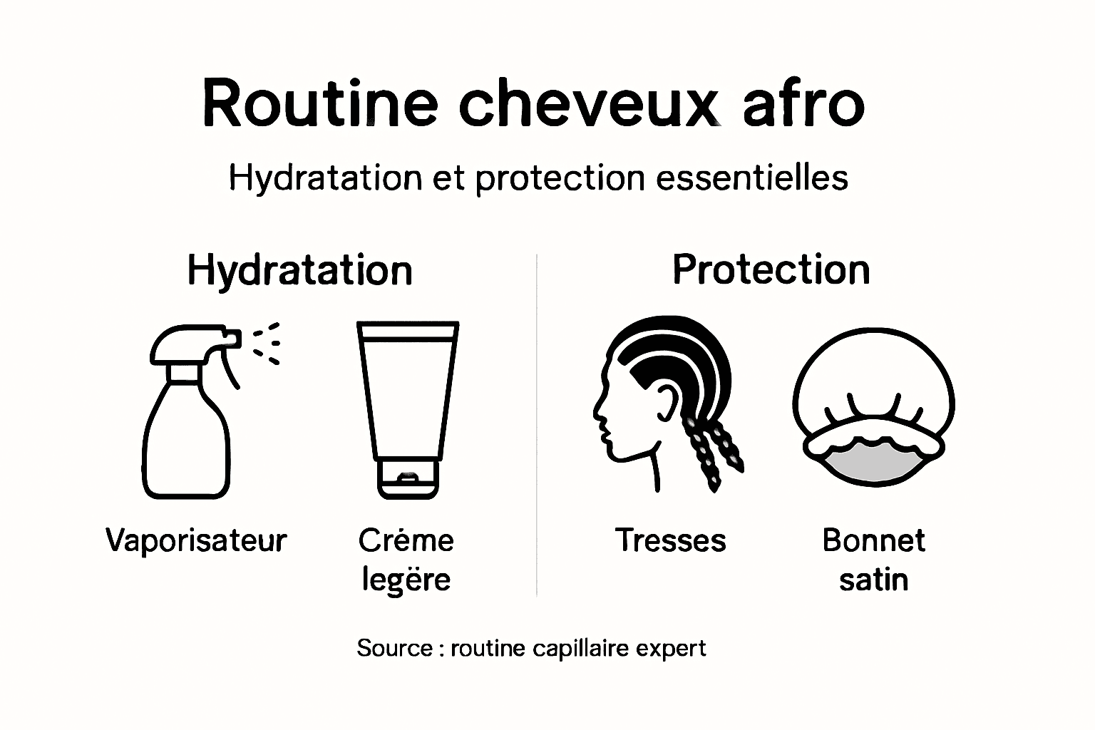 Visuel : Les étapes clés pour une routine capillaire adaptée aux cheveux crépus et frisés