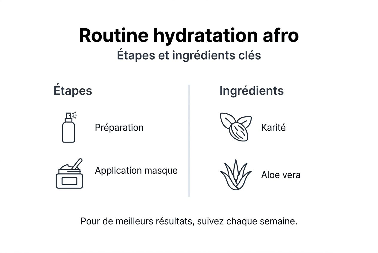 Infographie : les étapes clés et les essentiels pour une hydratation réussie des cheveux afro
