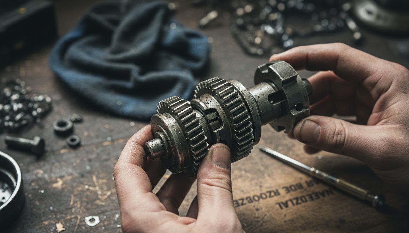 Zbliżenie na detale mechanizmu wkrętarki udarowej