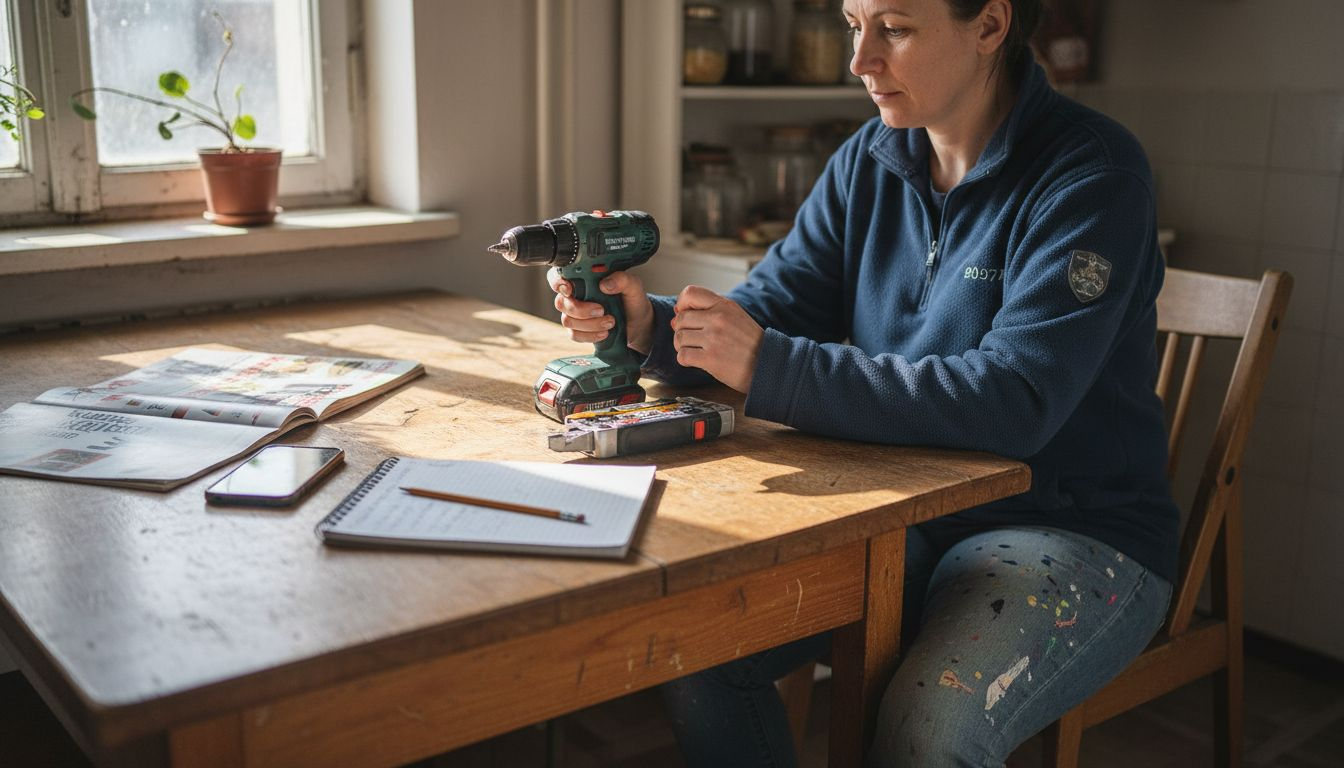 Kobieta dokładnie przygląda się parametrom dostępnych narzędzi.