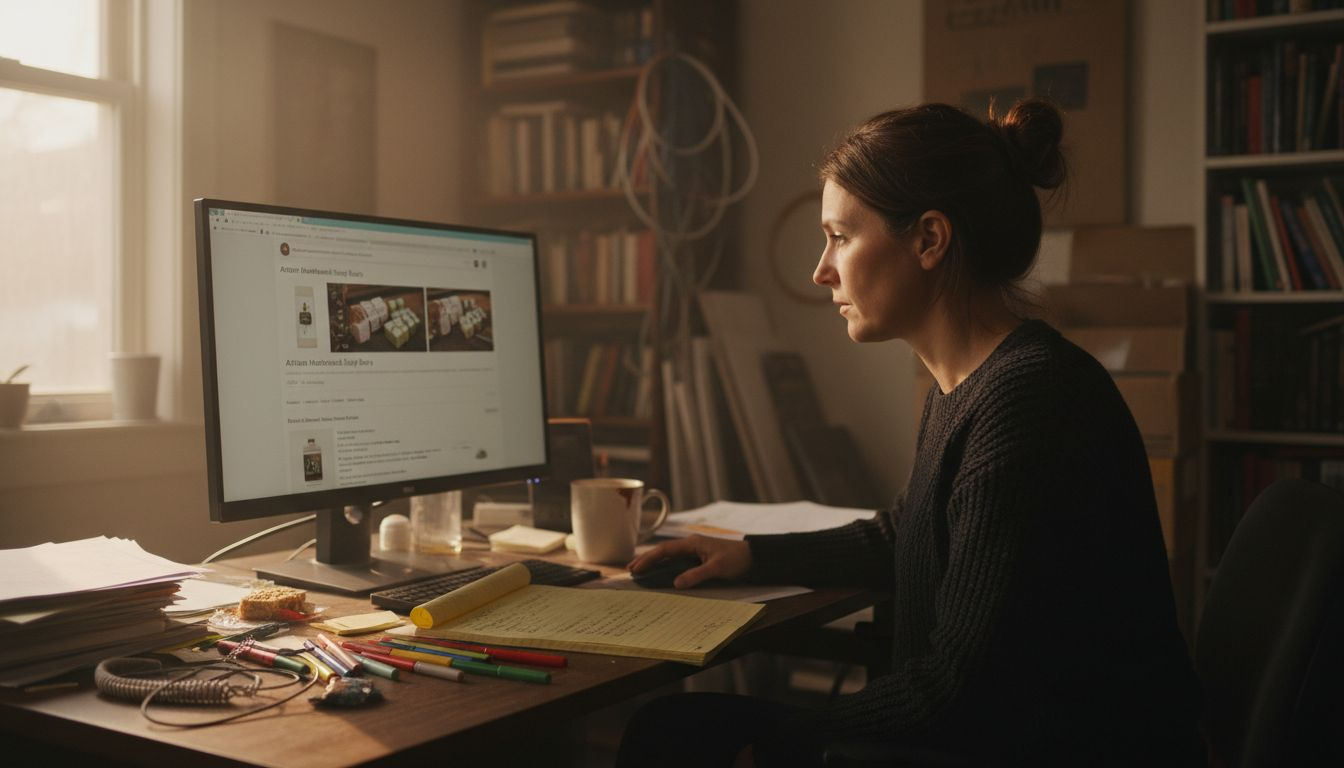 Manager reviewing Amazon listing for optimization