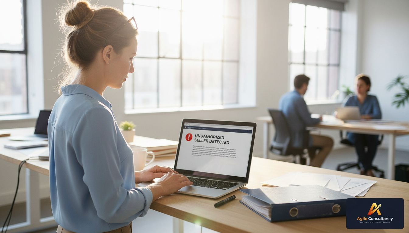 Manager reviews Amazon hijacking alert notification