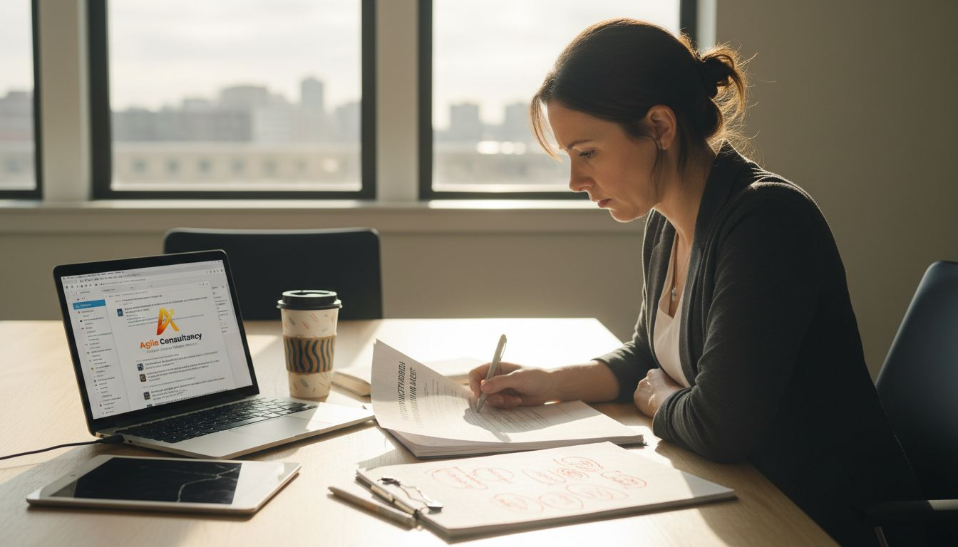 Consultant reviewing flagged Amazon listing printout