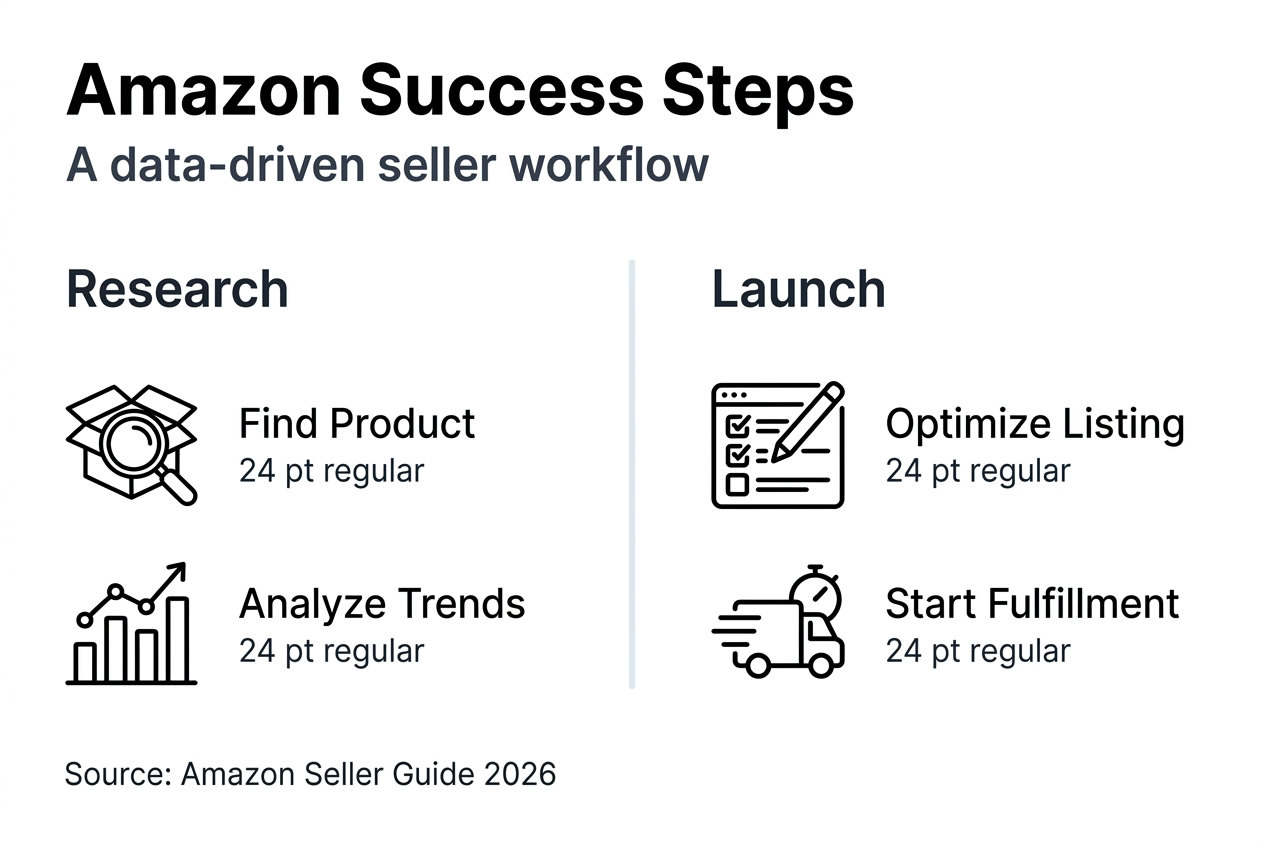 Infographic with seller steps research and launch