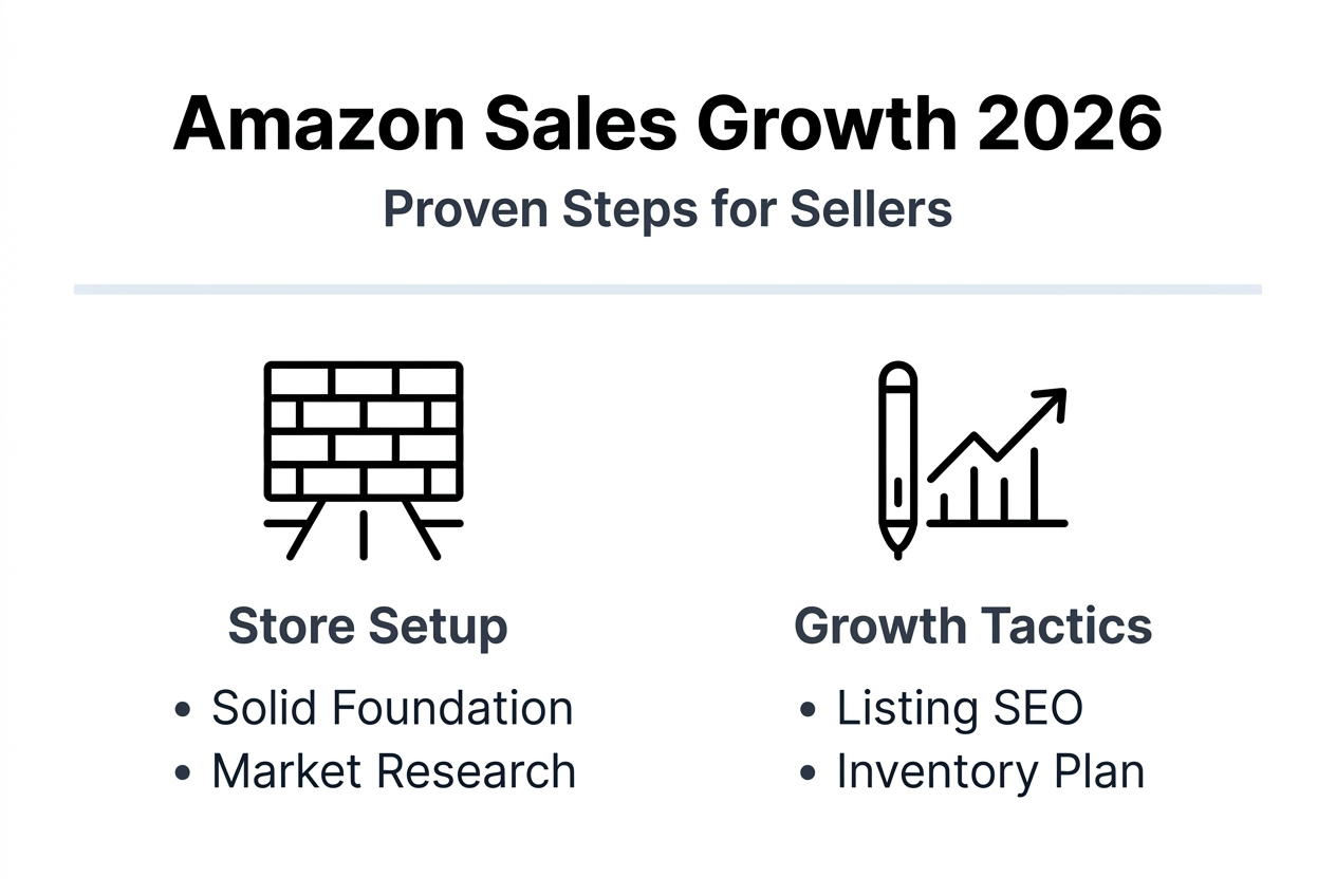 Infographic with store setup and growth tactics key steps