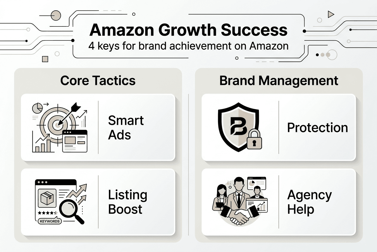 Infographic with Amazon brand growth strategies