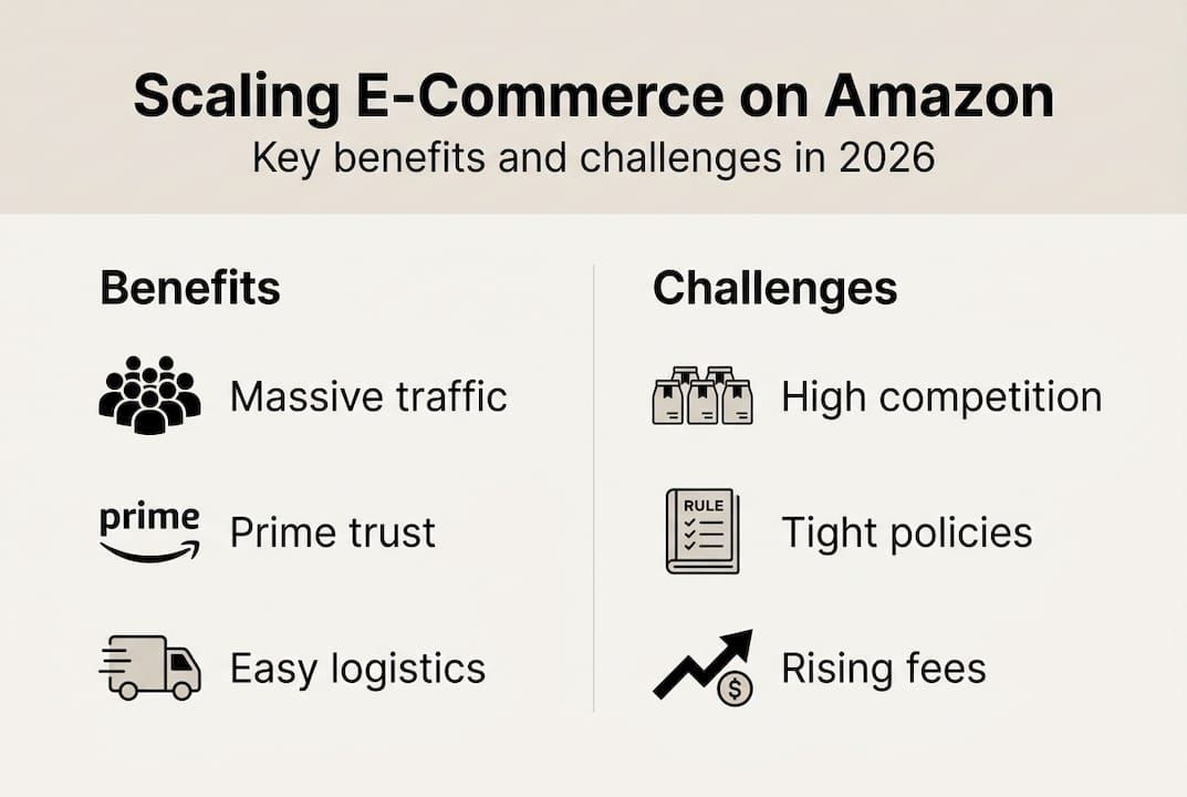Infographic compares Amazon e-commerce pros and cons