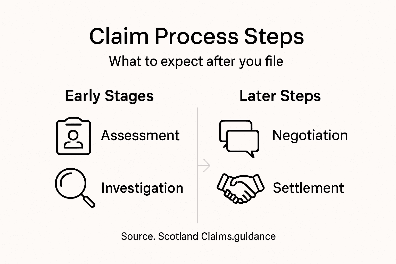 Infographic showing steps after making a claim