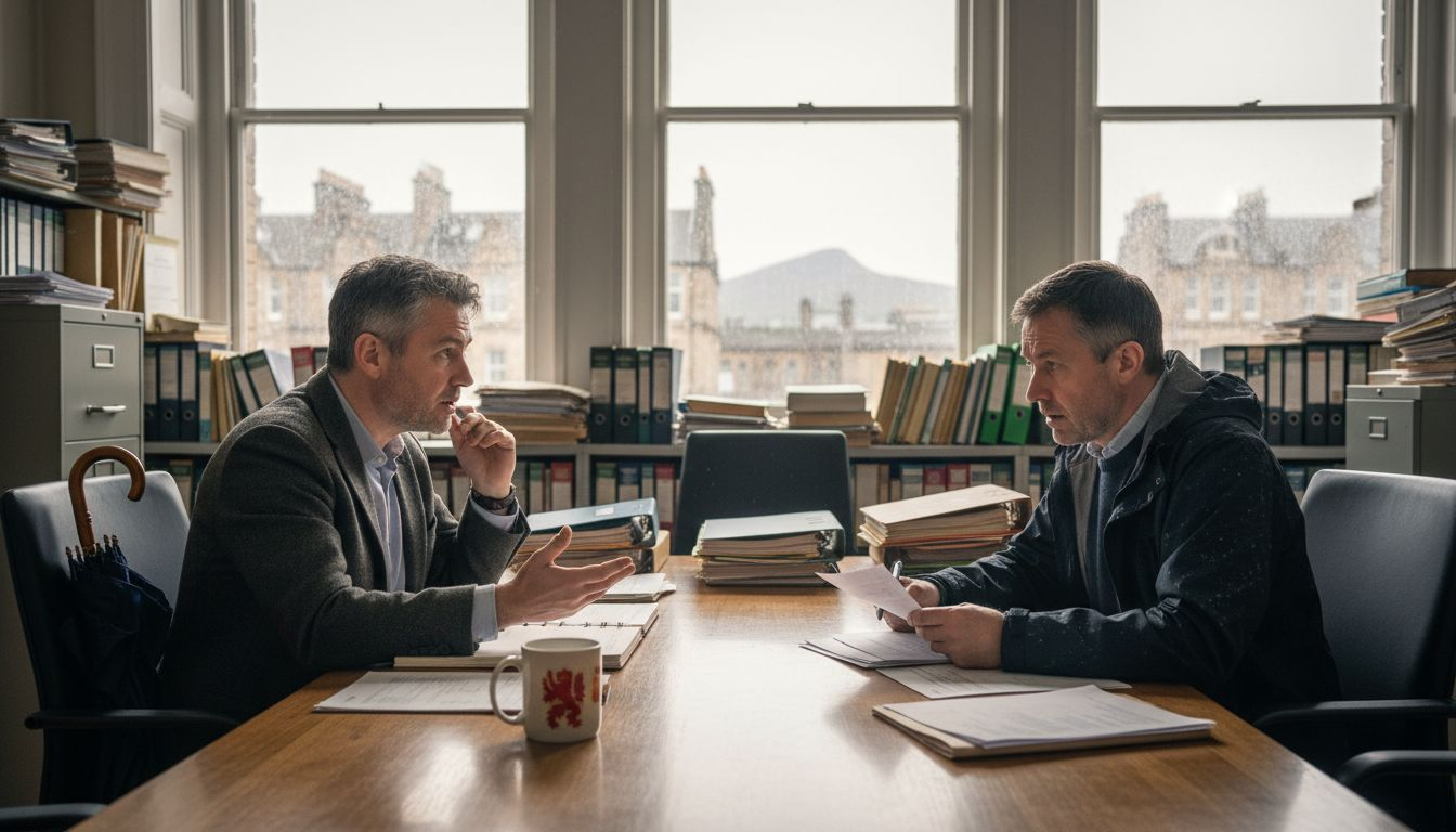 Solicitor consulting client after accident in office