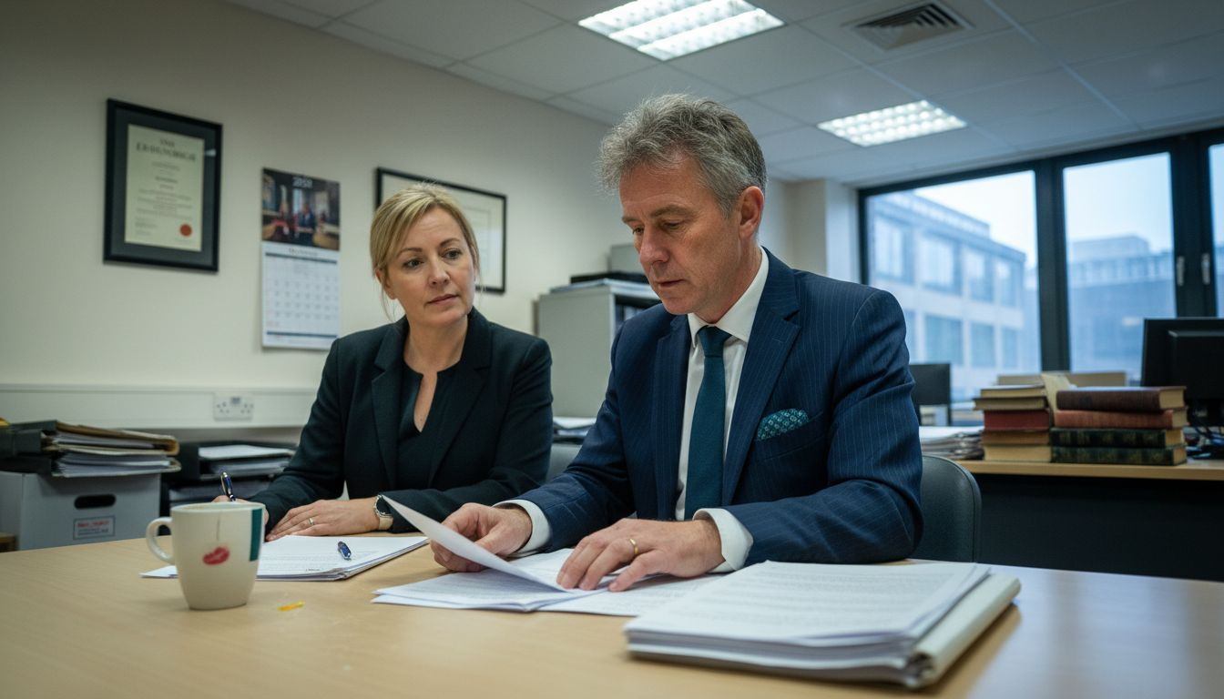 Solicitor and client discuss accident claim paperwork