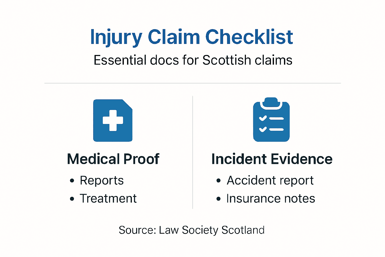 Infographic shows injury claim document checklist