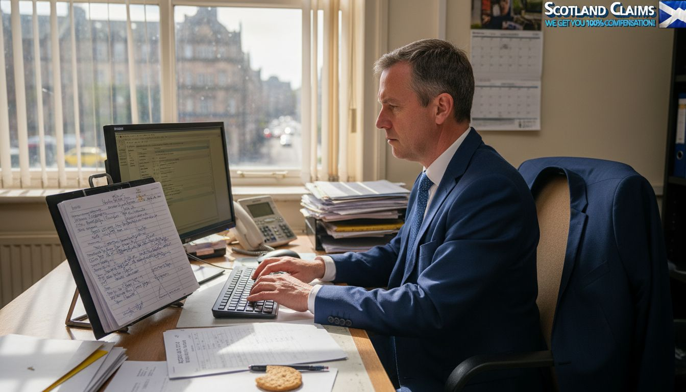 Man reporting accident in Scotland office