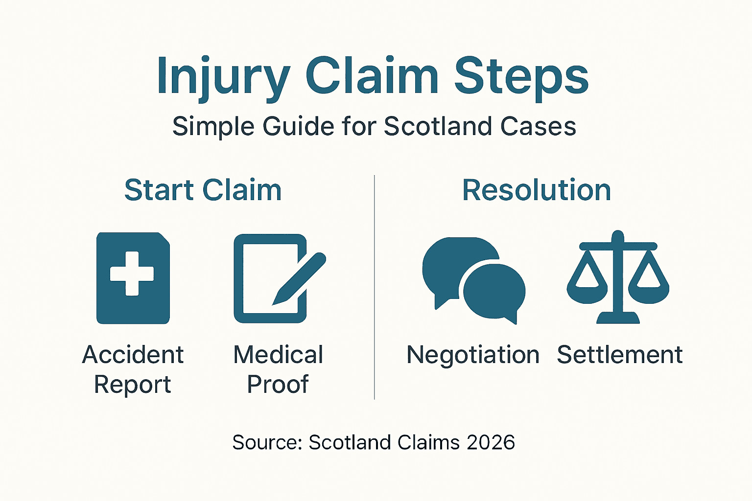 Infographic summarizing Scotland injury claim steps
