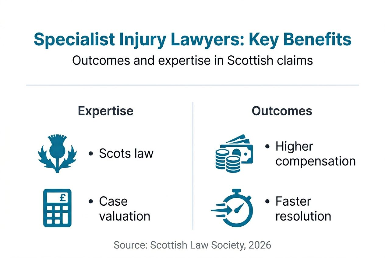 Infographic specialist lawyer outcomes Scottish claims