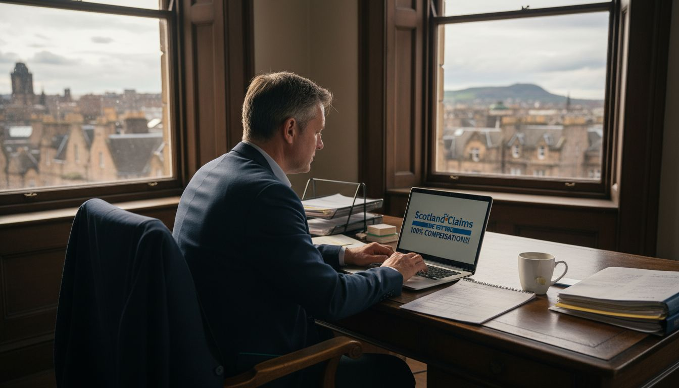 Scottish adjuster reviewing injury claim documents