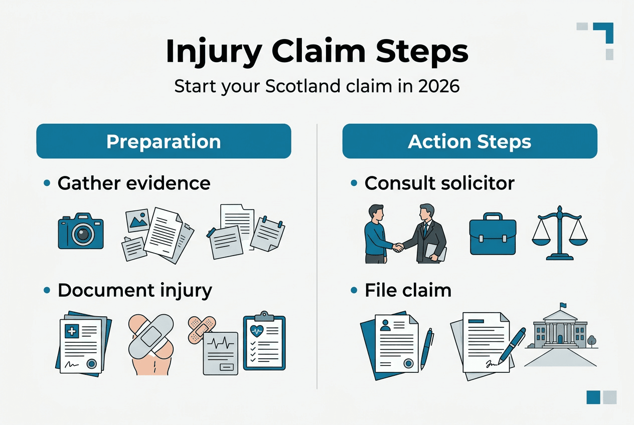 Infographic outlining Scottish injury claim steps