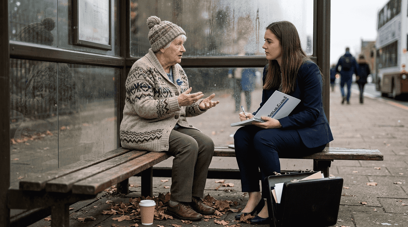 Witness sharing accident details with solicitor