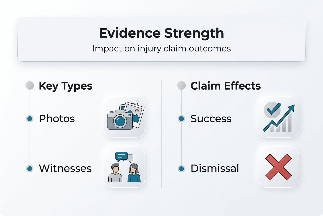 Infographic showing evidence types and claim outcomes