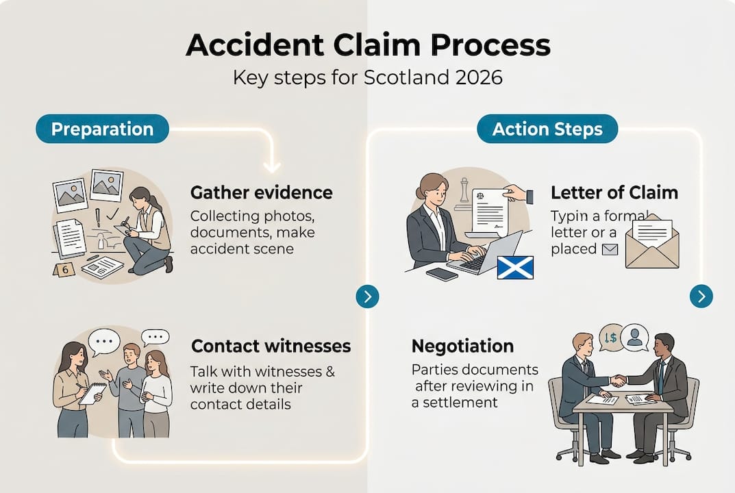 Infographic shows Scotland accident claim process steps