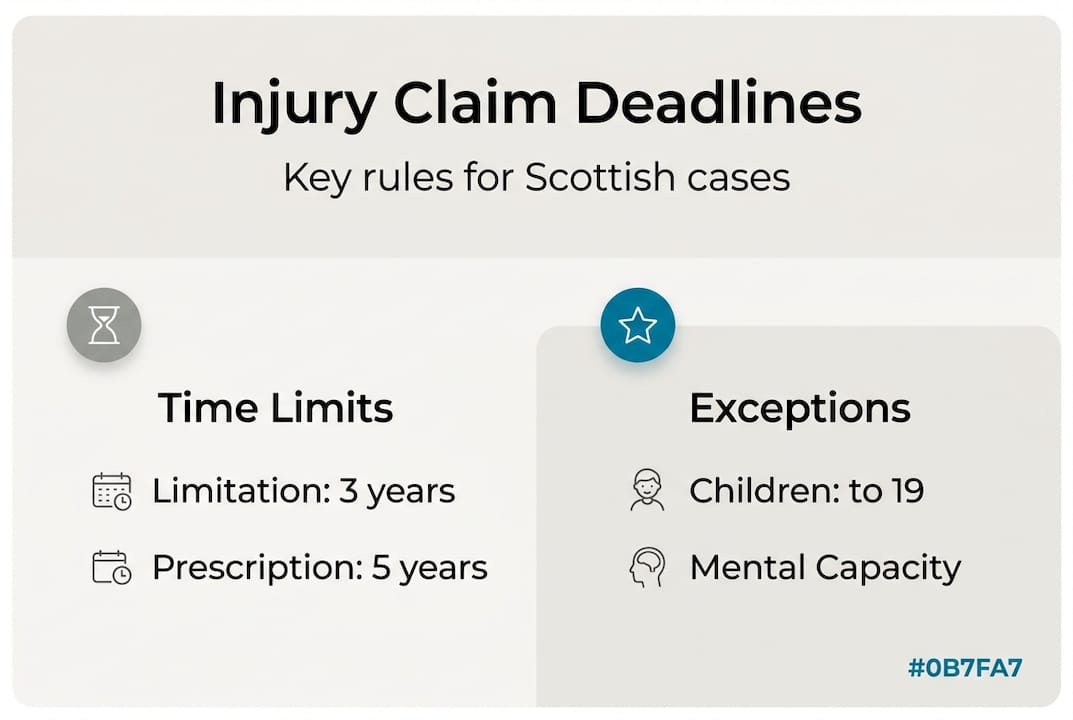 Infographic summarizing injury claim deadlines and exceptions