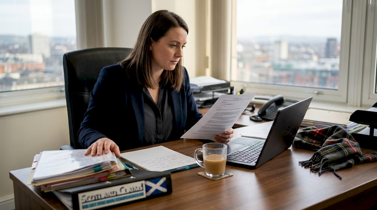 Solicitor reviewing injury claim documents