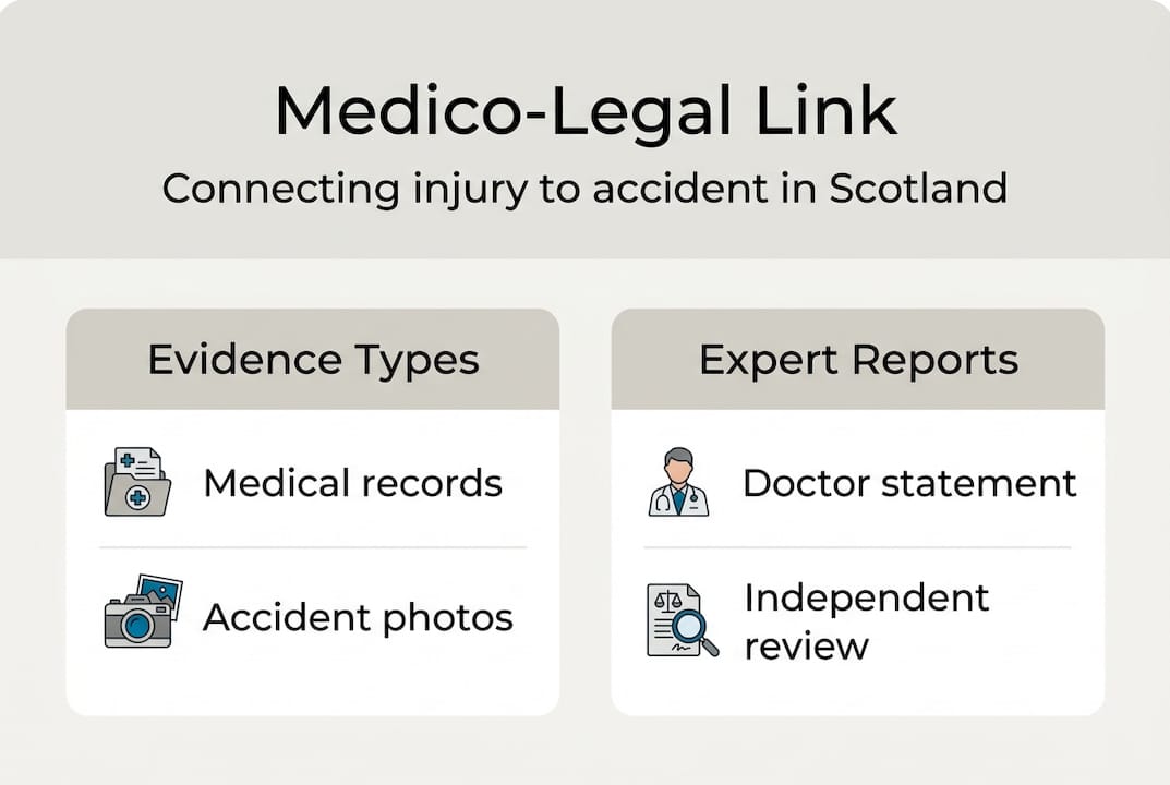 Infographic showing injury evidence connection process