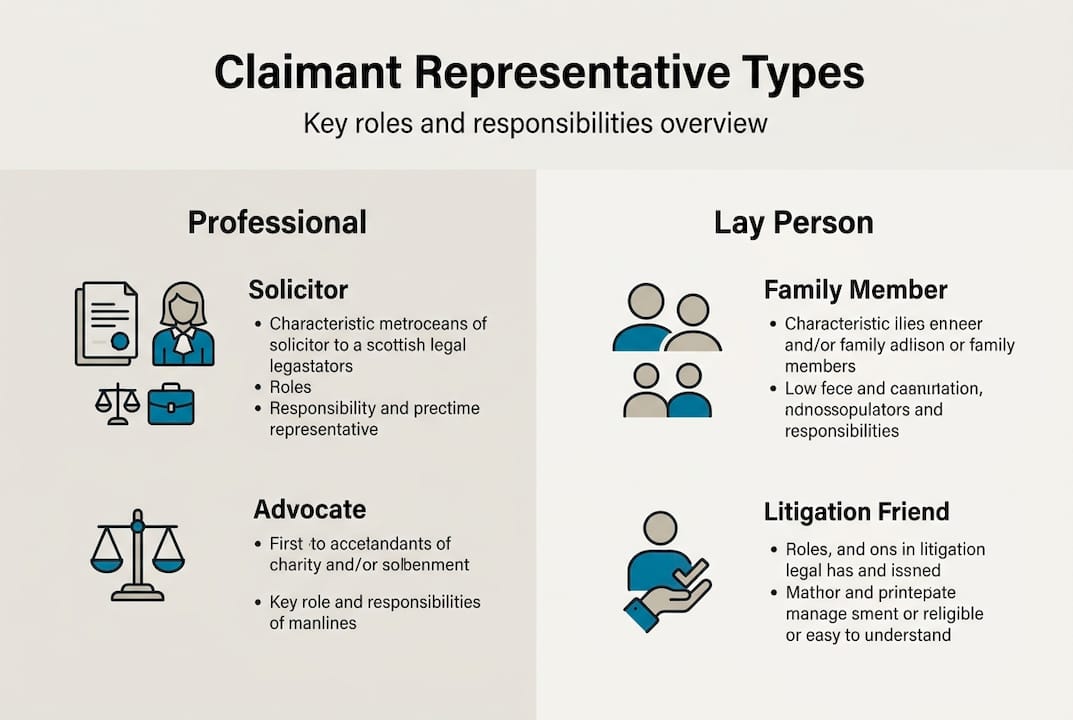Infographic showing claimant representative types and roles