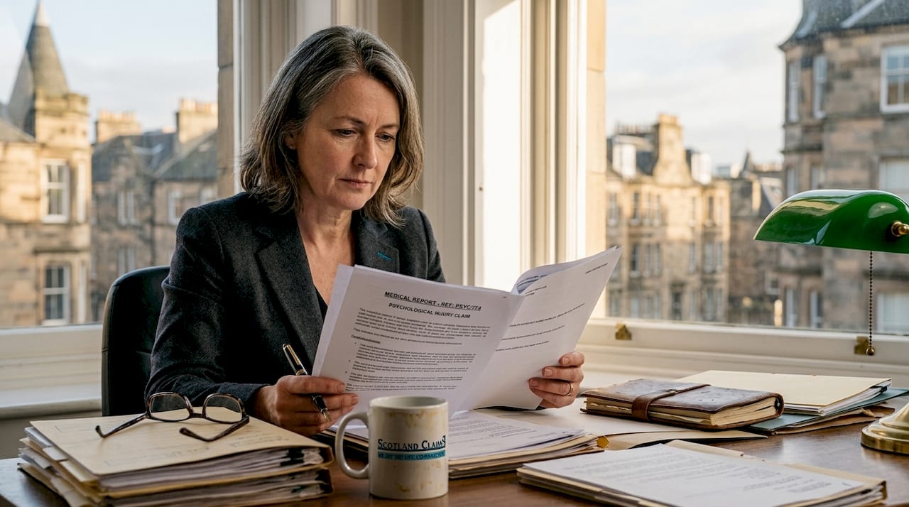 Solicitor reviewing psychological injury documents