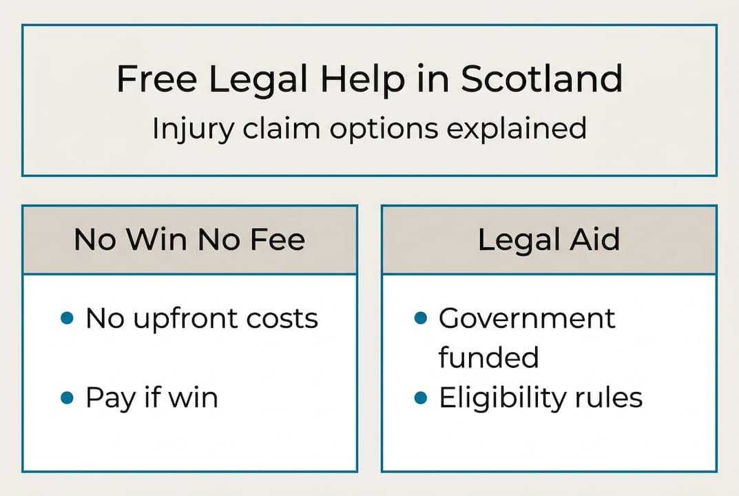 Infographic comparing free injury claim advice options
