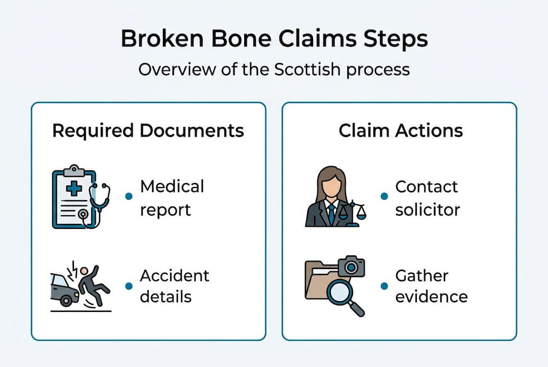 Infographic outlining broken bone claim steps