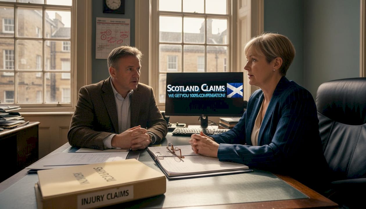 Solicitor advising client in Scottish law office