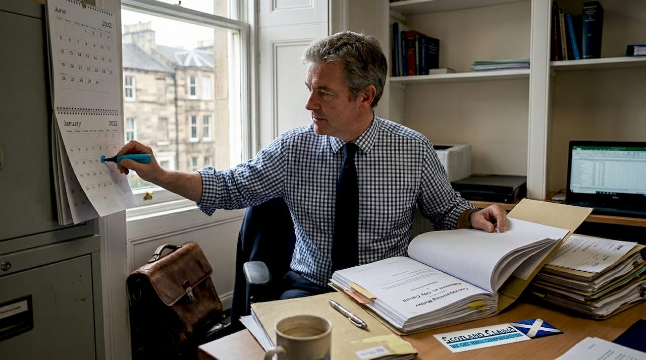 Solicitor highlighting accident date on calendar