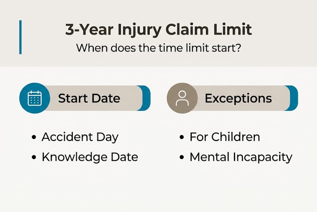Infographic showing injury claim deadline basics