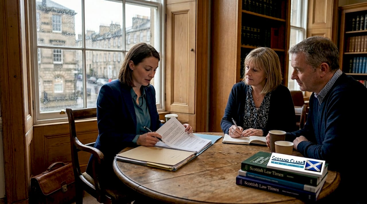 Solicitor meeting clients about product claim