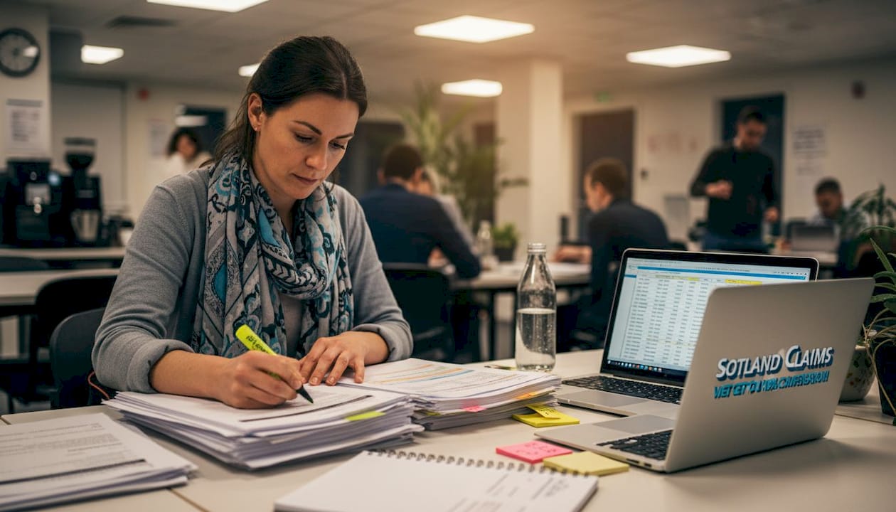 Paralegal sorting expert reports for injury claim