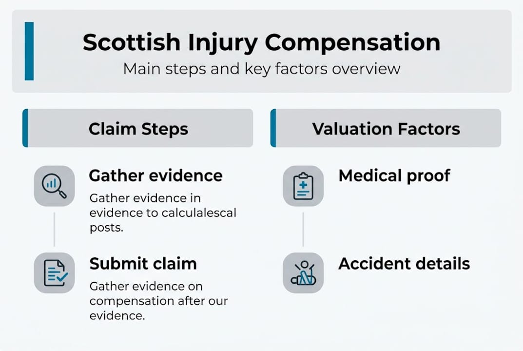 Infographic showing claim steps and valuation factors