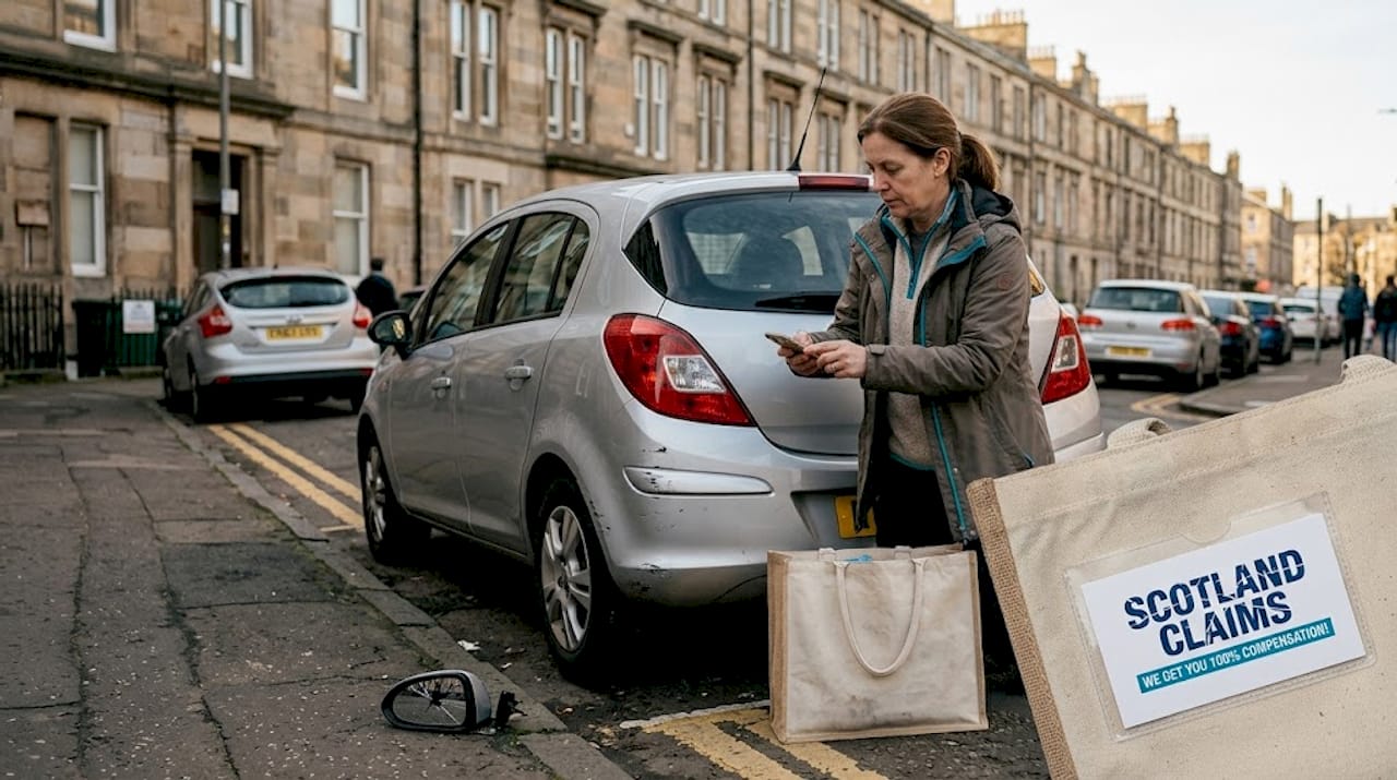 Woman photographs minor car accident damage