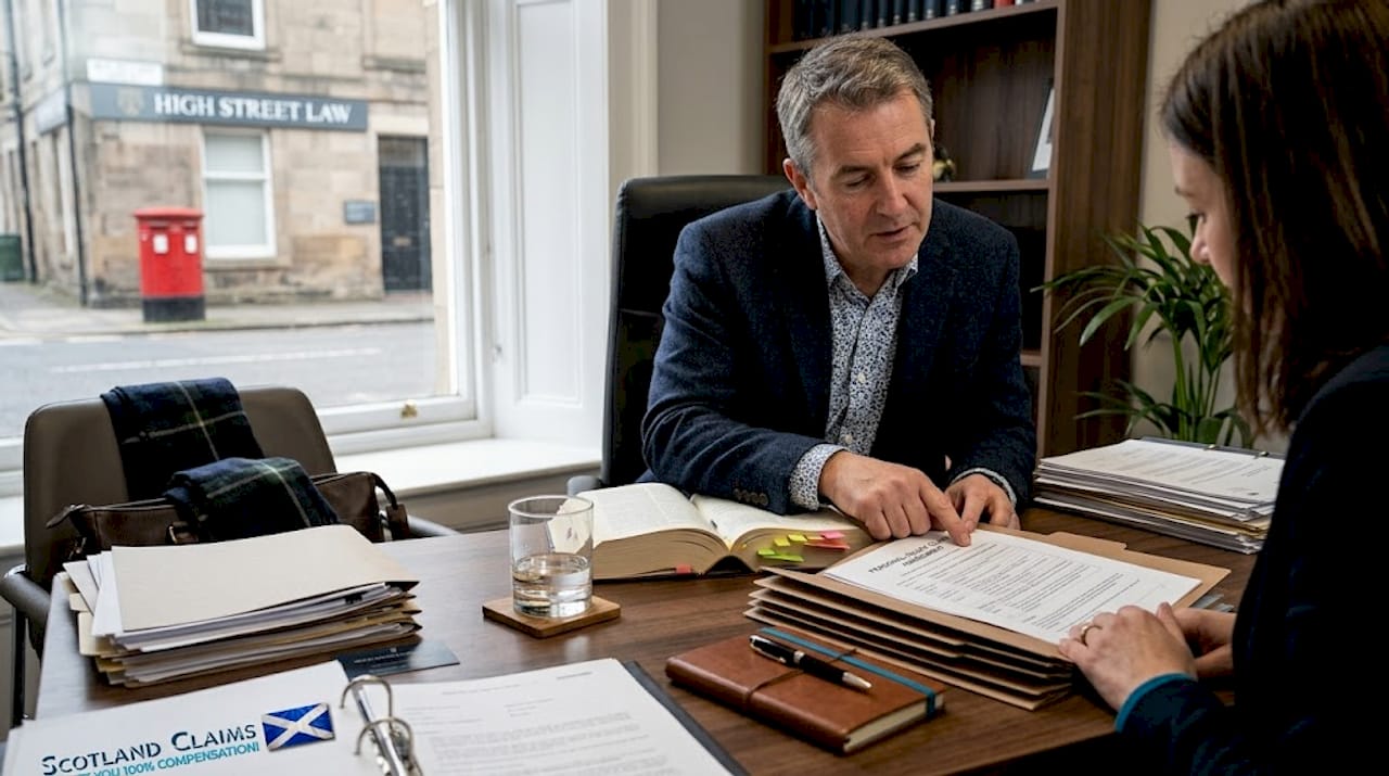 Solicitor discusses injury claim documents with client