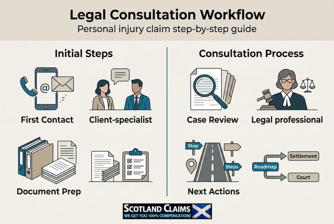 Infographic showing legal consultation workflow steps
