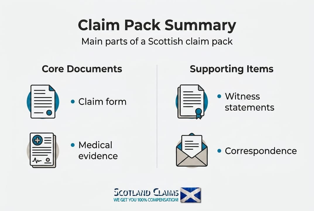 Infographic on Scottish claim pack key contents