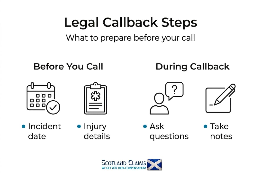Infographic outlining legal callback preparation and steps