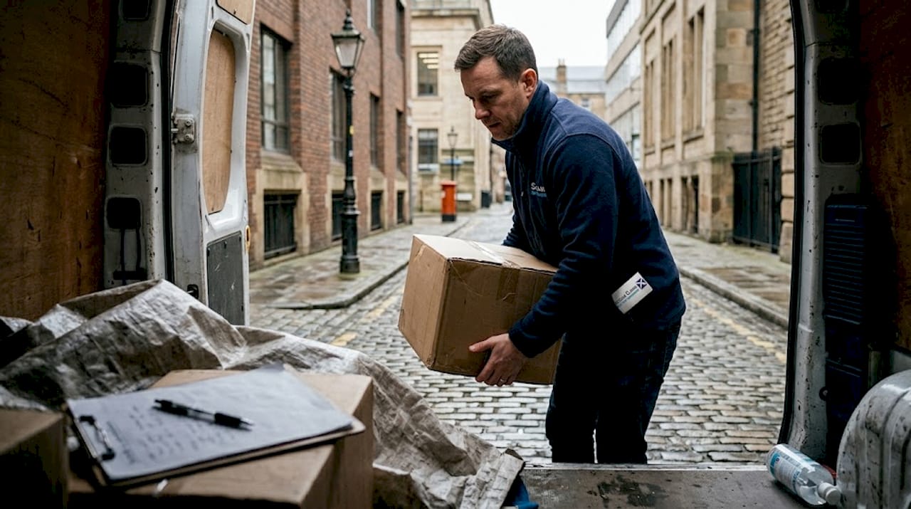 Worker lifting box showing manual handling risk