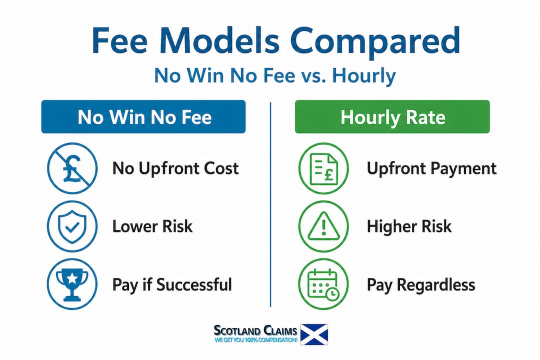 Infographic comparing legal fee models side by side
