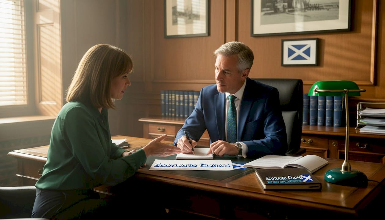 Solicitor meeting with client at legal office