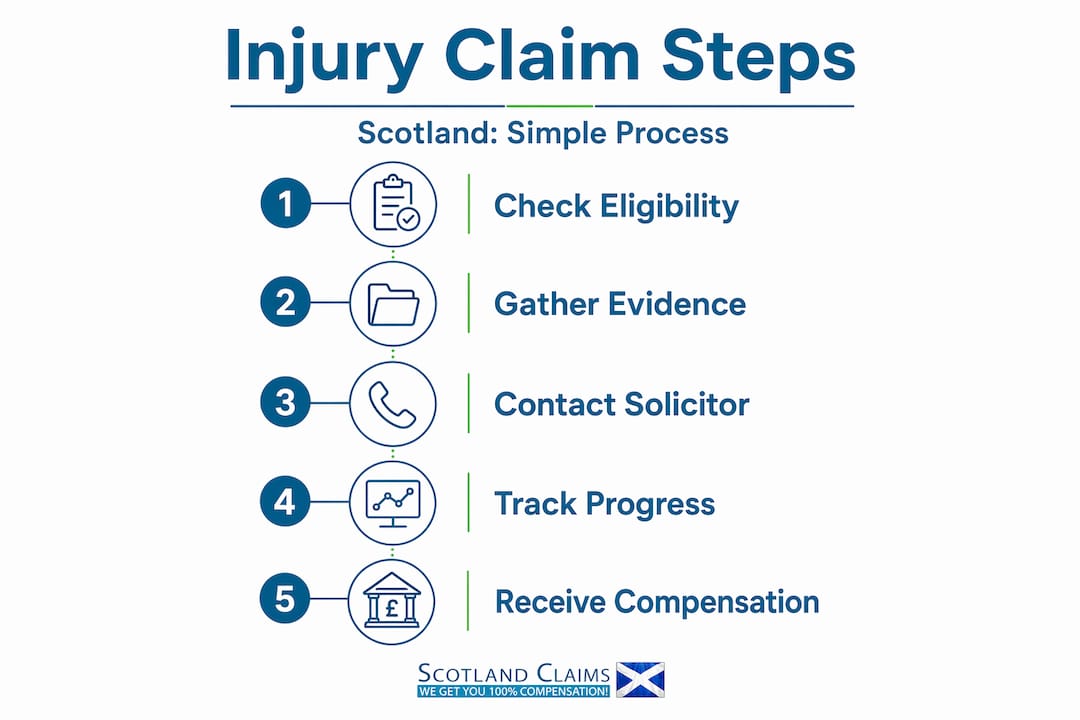 Infographic of injury claim process steps in Scotland